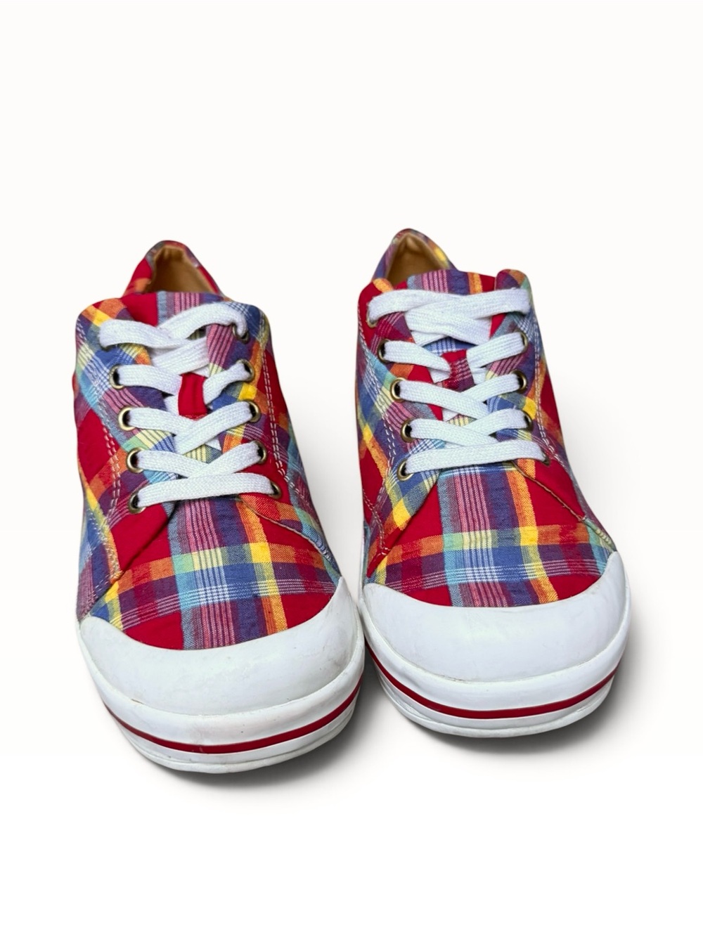 Dansko Veda Madras Plaid Lace Up Canvas Platform Clog Sneakers Size 37 (6.5 - 7) - Picture 7 of 10